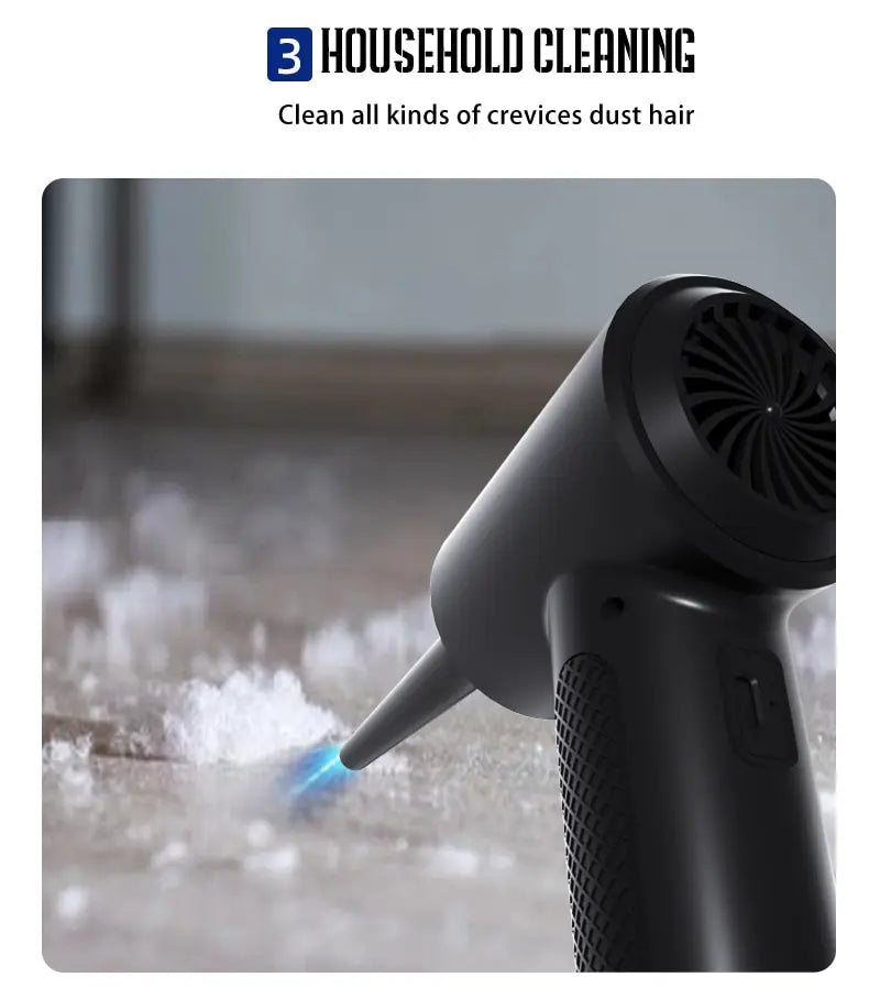 Portable  Cordless Compressed Air Duster with LED light & 6000mAh Rechargeable Battery