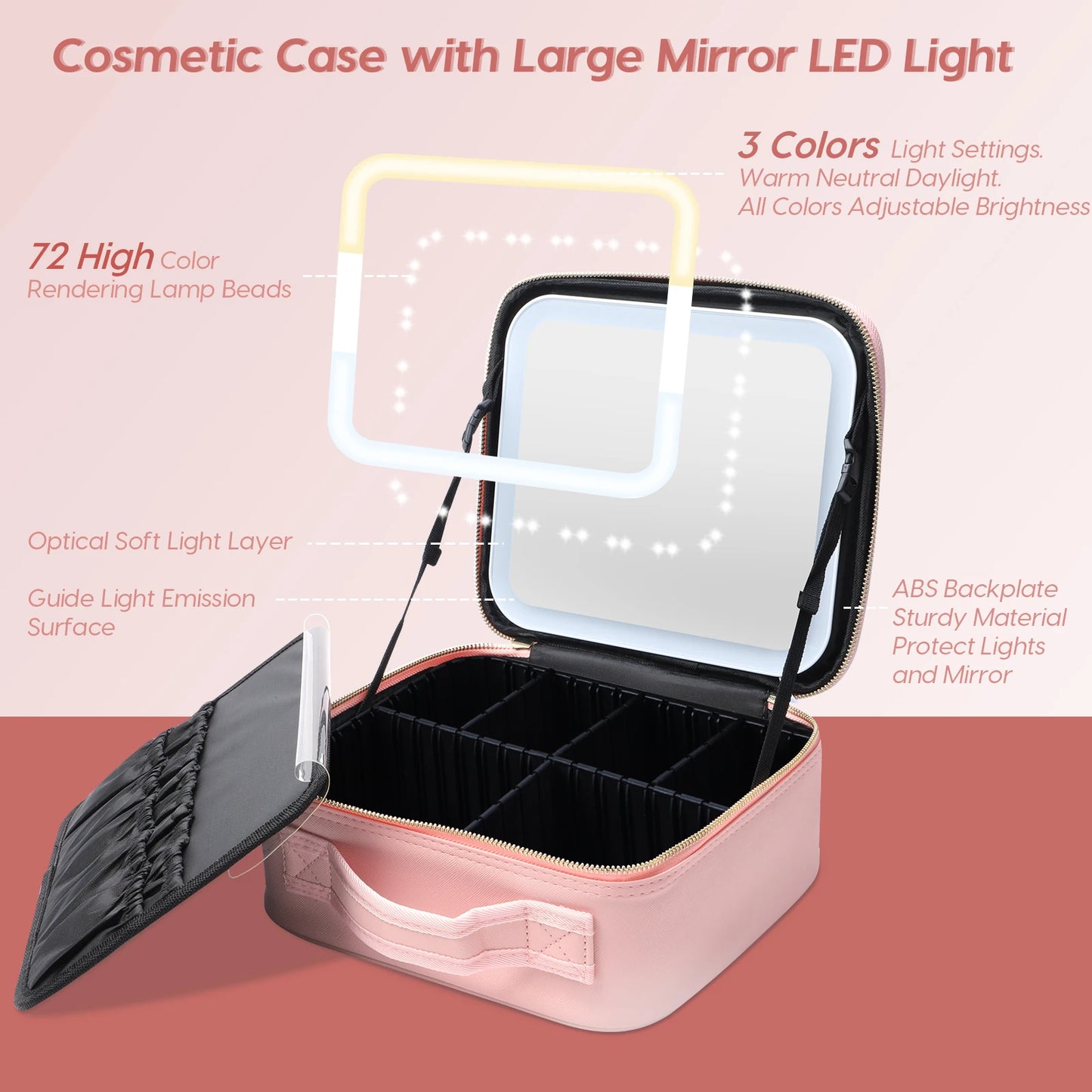VITOTI™ Makeup  Case with LED Mirror